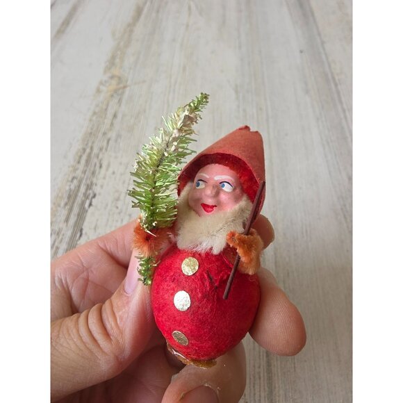 Antique elf Santa tree figurine cardboard paper Xmas tree - Picture 6 of 8